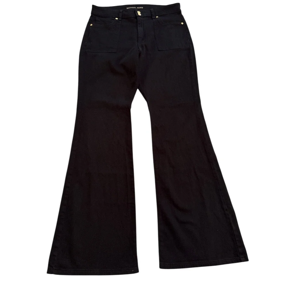 Michael Kors Black Flare‎ High Waist Jeans Size 12 Retro 70's Style